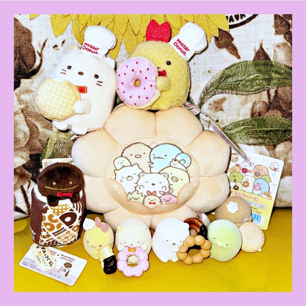 Japan San-X Mister Donut x Sumikko Gurashi Coin Purse Figure Petit Plush Toy Lot